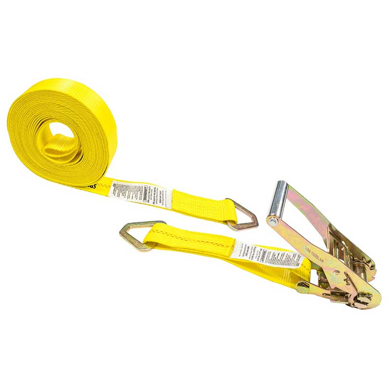 Sangle à cliquet jaune 2 X 30' avec anneaux en D