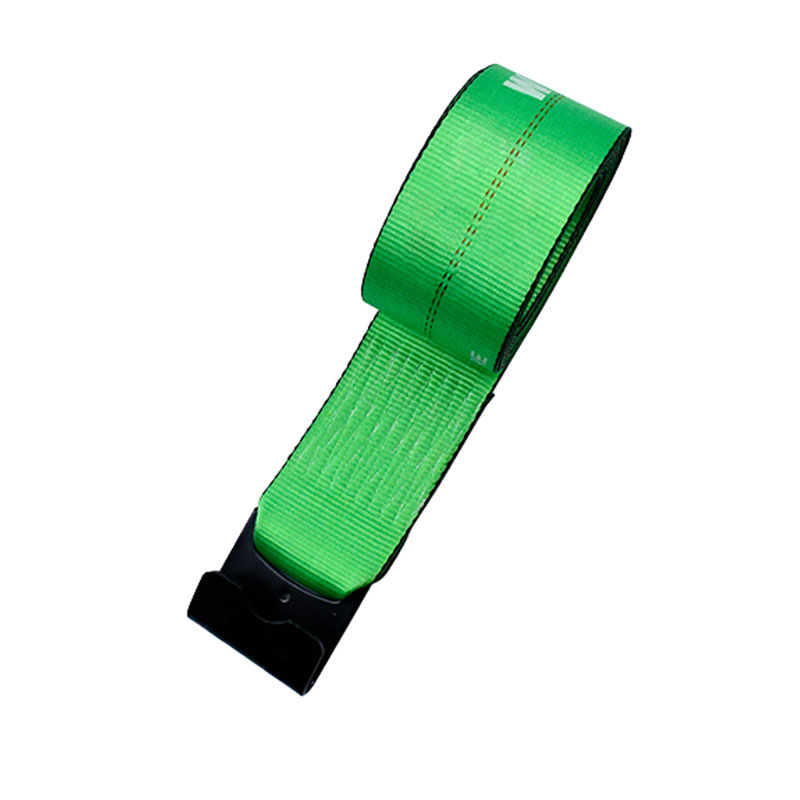 Sangle de treuil robuste verte de 4 po x 27 pi avec crochet plat